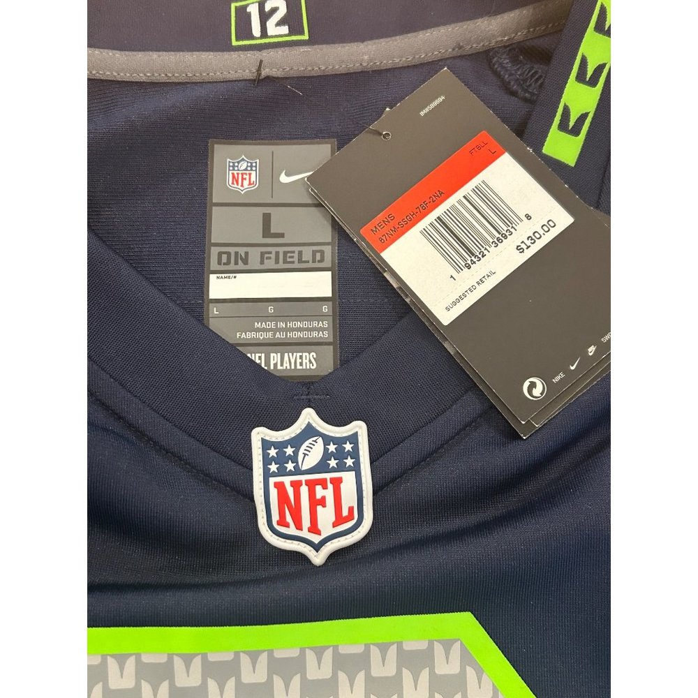 Nike Men’s Seattle Seahawks #3 Navy and Neon Green Jersey NWT - Picture 7 of 9